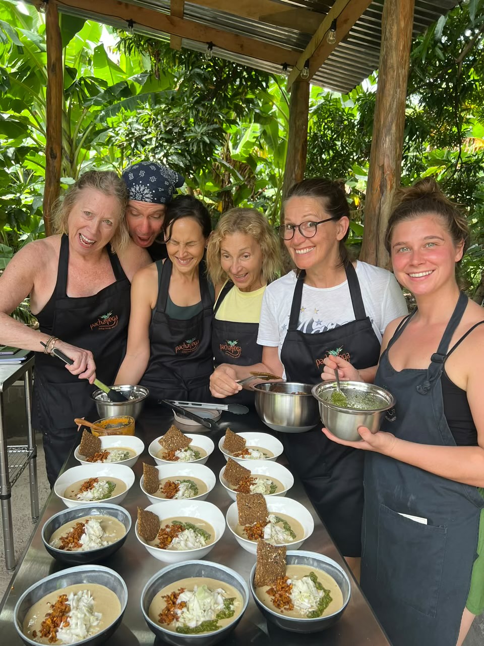 Pachavega students preparing plant-based food together